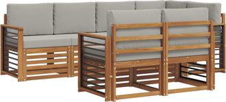 vidaXL Conjunto De Sof&aacute;s De Exterior 7 Uds. Natural Y Gris Claro Vidaxl