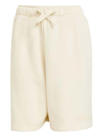 adidas elastic-waistband logo shorts - women - Cotton - L - Neutrals