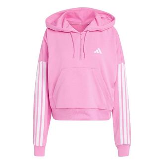 adidas (WMNS) adidas Essentials 3-Stripes French Terry Quarter-Zip Hoodie St Tropic Bloom White KQ7563