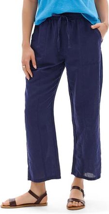 Hatley Linen & Cotton Drawstring Ankle Straight Leg Pants in Patriot Blue at Nordstrom, Size X-Large