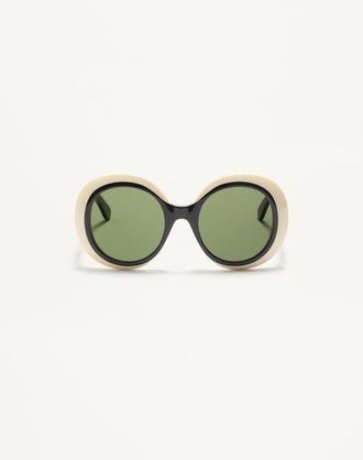 Valentino Dramatic Round 1960s Acetate Glasses Woman BLACK/IVORY 54