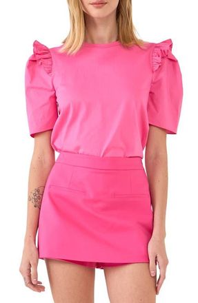 English Factory Mini Ruffle Puff Sleeve T-Shirt in Hot Pink at Nordstrom, Size X-Small