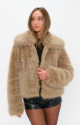 Show me your Mumu Park City Jacket in Cedar Brown Faux Fur at Nordstrom, Size X-Small