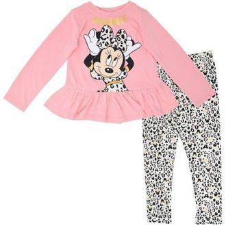 Disney Long Sleeve T-Shirt & Leggings Set in Pink Leopard Peplum at Nordstrom, Size 18M