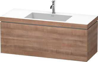 Duravit Lavabo Para Muebles Duravit L-cube C-bonded Con Base, Colgante, 120x48 Cm, 1 Extra&iacute;ble, Sin Rebosadero, 1 Agujero Para Grifo, Color: Cerezo Del Tesino