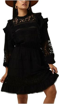 Object Elegante Kant Jurk voor Vrouwen - Dames - Korte kleedjes - Zwart - XS - Kleedjes