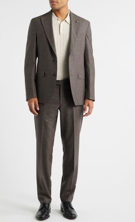 Jack Victor Montana Brown Houndstooth Wool & Cashmere Suit at Nordstrom, Size 36 Regular