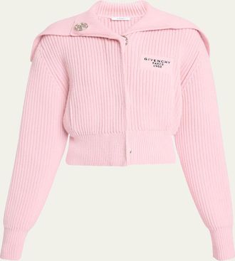 Givenchy Ribbed Oversized Collar Cardigan