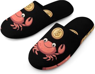 Generic Red Crab Dollar Coin Mens House Slippers Slip Indoor Slipper On Shoes Warm Outdoor