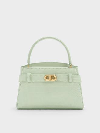 Charles & Keith Aubrielle Croc-Effect Top Handle Bag