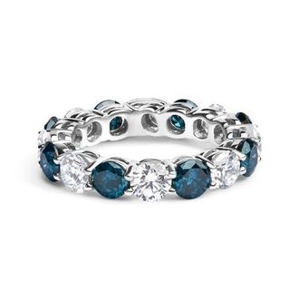 House of Brilliance 14K White Gold 6 1/4 Cttw Lab Grown White and Blue Diamond Eternity Band Ring at Nordstrom, Size 7.5