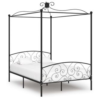 Berkfield Home 284477 Canopy Bed Frame without Mattress Black Metal 140x200 cm