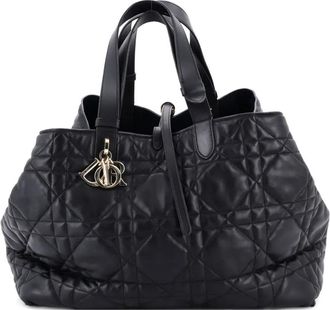 Dior Borsa tote Toujours grande in pelle di vitello trapuntata con motivo Macrocannage - Nero
