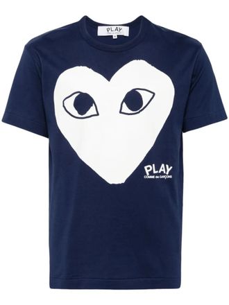 Comme Des Garçons Navy Blue Crewneck Printed T-Shirt