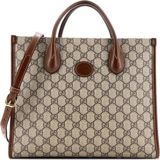 Gucci Structured Top Handle Open Tote GG Coated Canvas Small shoulder bag - Bruin