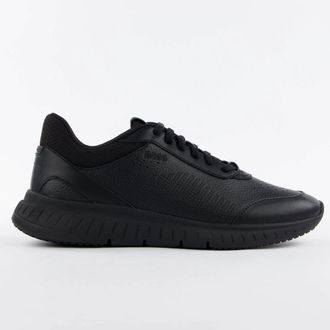 HUGO BOSS Mens Titanis Sneakers - Black Synthetic Leather - Size UK 10