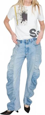 E.L.V. Denim Roan Rouched Jean In Light Blue