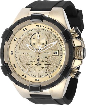 Invicta Aviator 50121 Heren Horloge - Quartz Uurwerk - Roestvrij Staal met gouden Wijzerplaat - 51mm