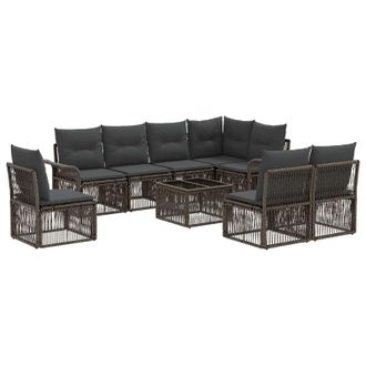 vidaXL Conjunto De Sof&aacute;s De Jard&iacute;n 9 Pcs Gris Rat&aacute;n Sint&eacute;tico Vidaxl