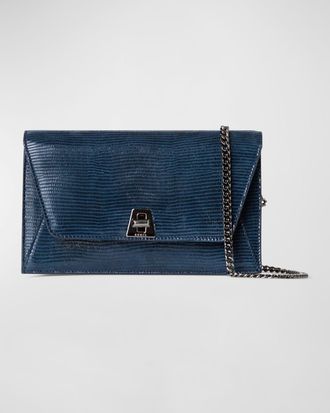 Akris Anouk Lizard-Print Clutch Bag w/ Chain