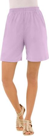 Roaman's Plus Size Soft Knit Pull On Short in Pale Lavender at Nordstrom, Size Large