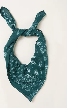 Fat Face FatFace Teal Blue Patchwork Bandana Hair Scarf