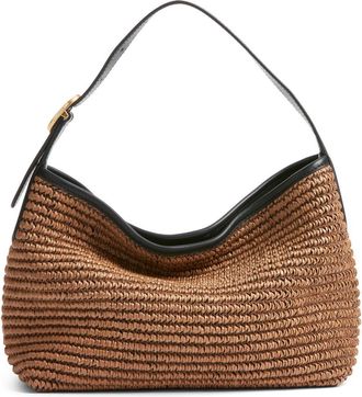 Vince Small Vivian Raffia Hobo Bag in Latte at Nordstrom