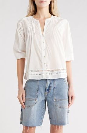 Rails Lilah Lace Trim Button-Up Shirt in White Lace Detail at Nordstrom Rack, Size X-Small
