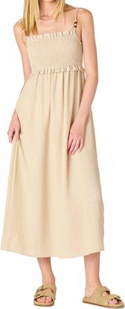 Dex Clothing Bead Detail Midi Dress In Beige