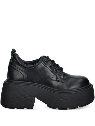 Buffalo 90mm Vicious platform lace-up loafers - women - Polyurethane/Polyurethane/Rubber - 36 - Black