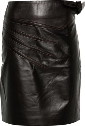 Remain Cutline leather mini skirt - women - Viscose/Lambskin - 38 - Brown