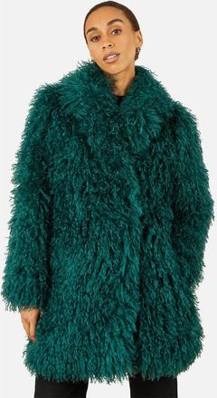 Yumi Luxe Long Hair Faux Fur Coat in Teal at Nordstrom, Size 4