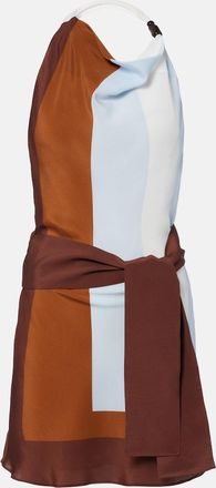Sir. Striped halterneck silk minidress