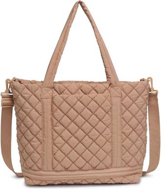 Urban Expression Womens Lanya Quilted Nylon Travel Tote Bag In Natural