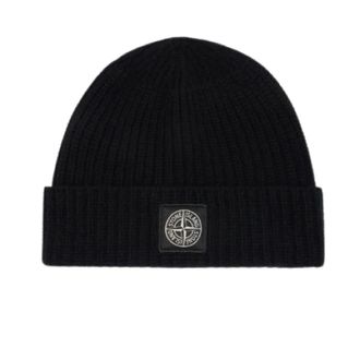Stone Island Beanies, male, Black, Size: ONE SIZE Light Geelong Wool Beanie