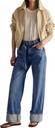 Free People East Bay Cuffed Jeans In Blue