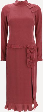 Alessandra Rich Silk polka-dot midi Dress with appliqu&eacute; bows Female 40