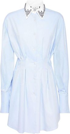 Philipp Plein rhinestone-embellished dress - women - Cotton - M - Blue
