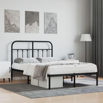 Berkfield Home Metal Bed Frame with Headboard Black 120x190 cm Small Double