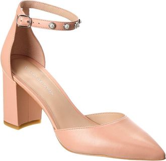 Stuart Weitzman Pearl Strap Block 75 Leather Pump