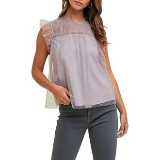Wishlist Metallic Polka Dot Tulle Top in Midnight at Nordstrom Rack, Size Large