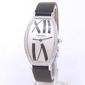 Cartier Pre-owned Cartier Tonneau Hand Wind Diamond Silver Dial Ladies Watch WE400831