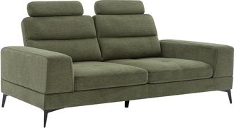 Vente-Unique Sof&aacute; de 3 plazas de tela texturizada verde con respaldo reclinable UDALIO