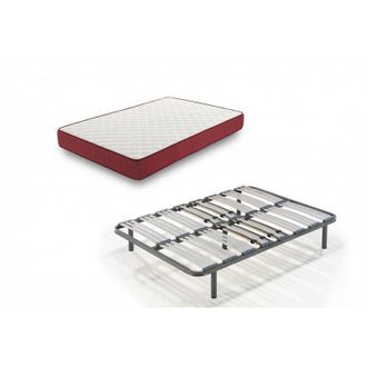 HOGAR 24 Bz62 - Colchón Viscoelástico + Somier Multiláminas Con Patas, Medida 135x180 Cm. Higienico-transpirable