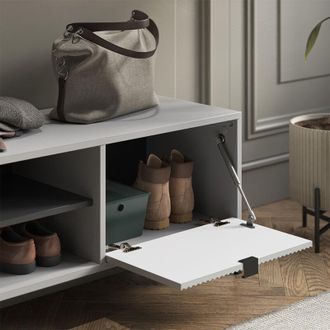 Vicco Banco Para Zapatos Eliza, Gris, 100 X 45 Cm Con Puerta Plegable, Vicco