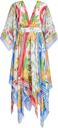 Farm Rio Tropical Destination Kimono Sleeve midi dress - women - Viscose/Viscose - L - White