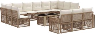 vidaXL Conjunto De Sof&aacute;s De Jard&iacute;n 14 Uds. Beige Y Blanco Crema Vidaxl
