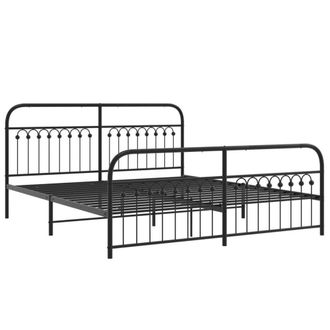 Berkfield Home Metal Bed Frame without Mattress with Footboard Black 183x213cm | Size: 183x213 cm