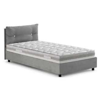 Dmora Talamo Italia - Cama Individual Albina, Cama Contenedor Con Revestimiento De Tela, 100% Made In Italy, Apertura Frontal, Con Colch&oacute;n 80x190 Cm Incluid
