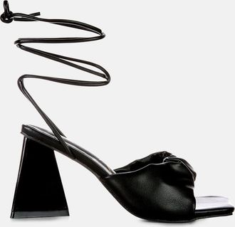 London Rag primavera ruched strap triangular heel lace up sandal